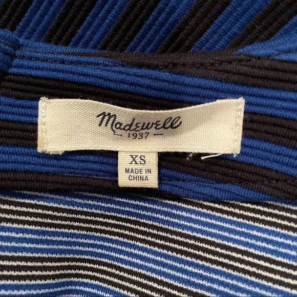 Madewell Gallerist Ponte Striped 3/4 Sleeve Top XS Blue & Black 6961 - Picture 5 of 7